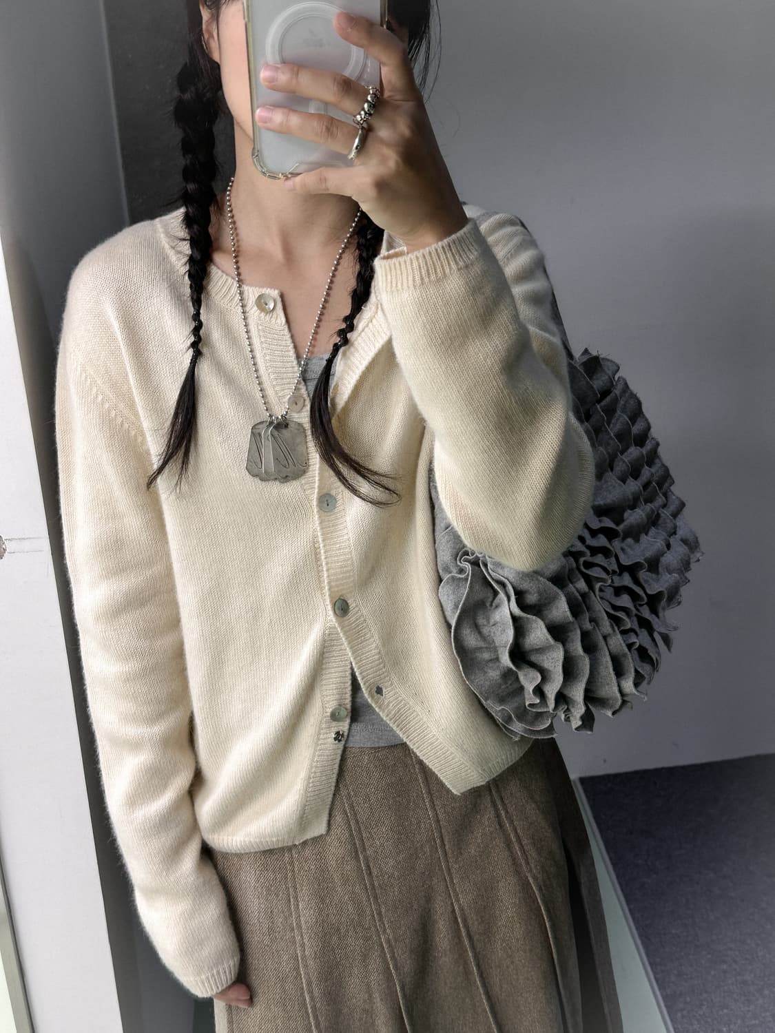 cream soft wool cardigan 상품이미지3