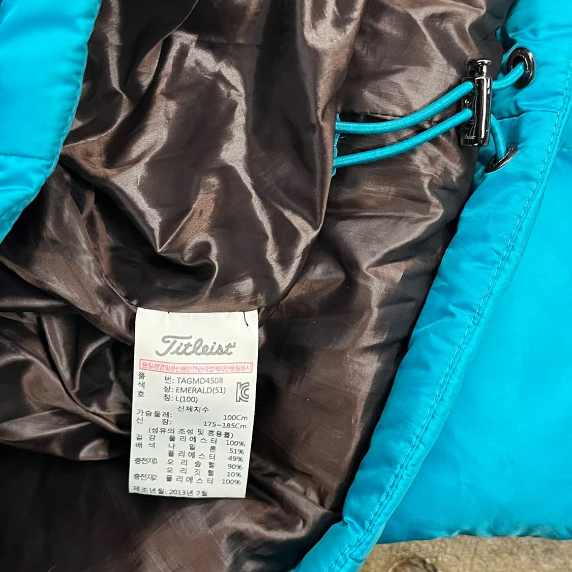 [정품/L] 타이틀리스트 블루 패딩 점퍼 후드 탈부착 b16 상품이미지6