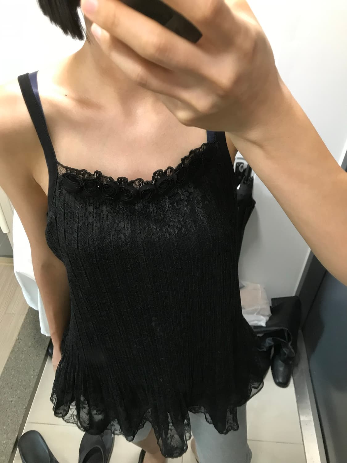 빈티지 코사지패치 레이어드 나시 상품이미지2