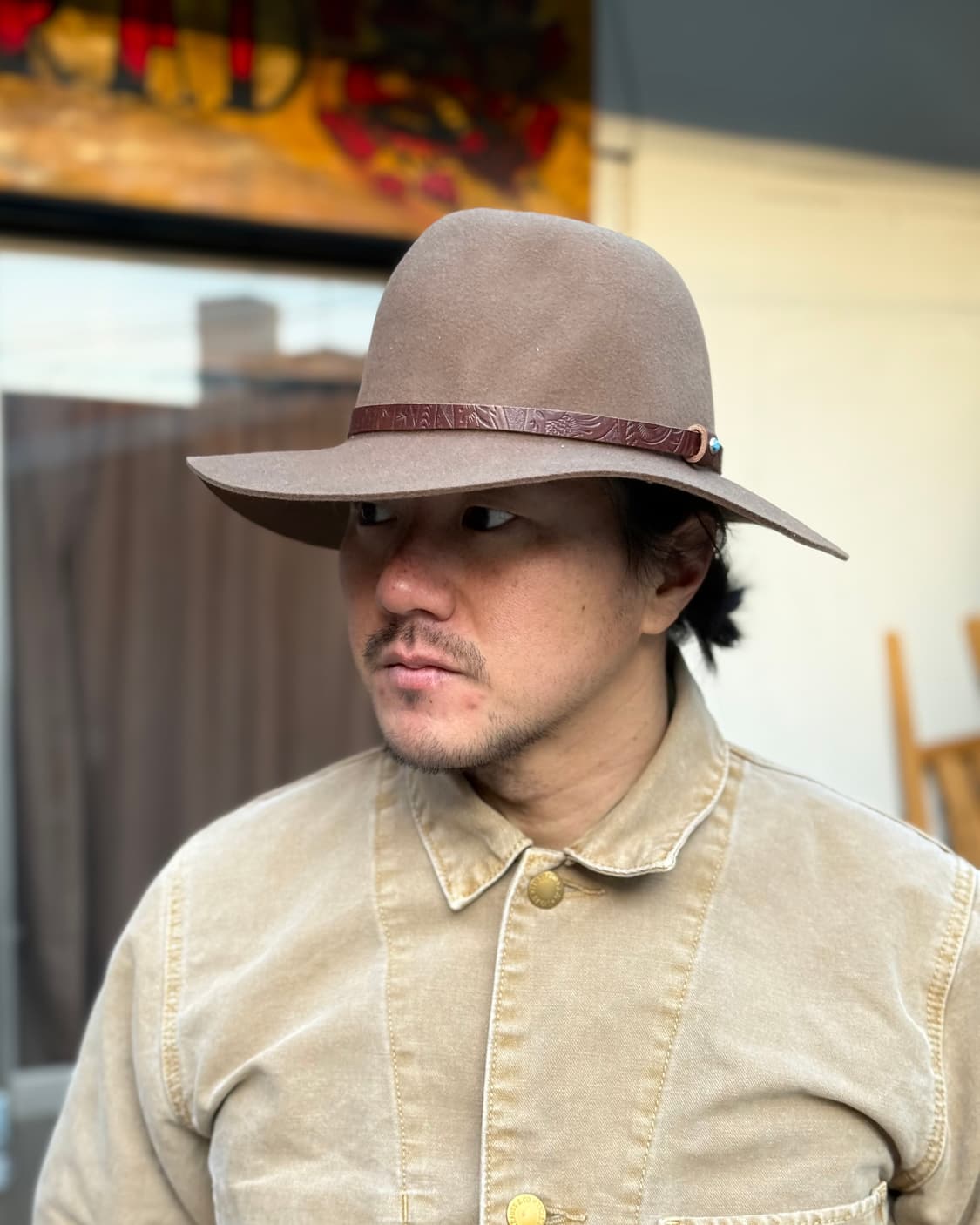 브릭스톤 터키석 & 스탬핑 레더 밴드 울 펠트 페도라 M 상품이미지8