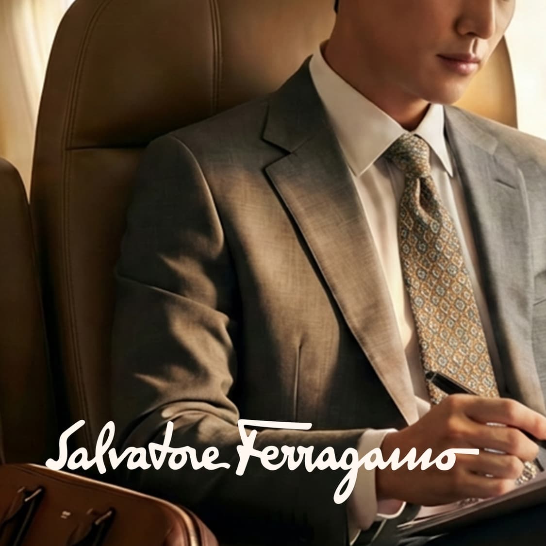 살바토레 페라가모 실크 브라운 패턴 넥타이 9.3cm A+등급 K2401 상품이미지1