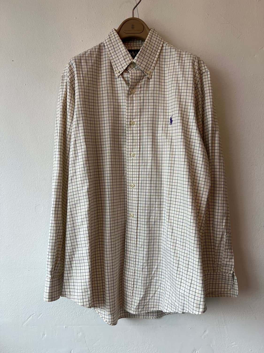 랄프로렌 남성 라이트베이지 코튼긴팔셔츠 체크셔츠 상품이미지2