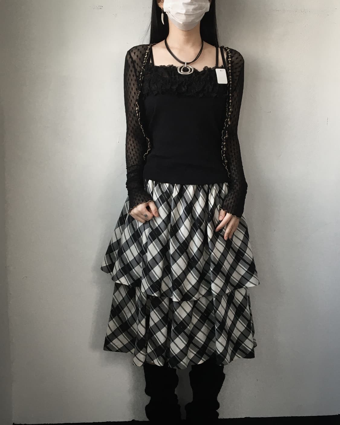 Dot pattern mesh cardigan 상품이미지4