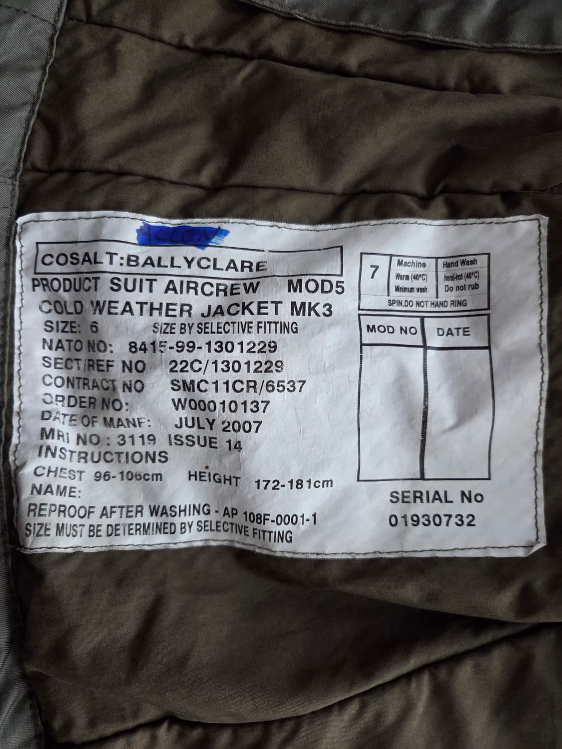 2007 OG 영국군 RAF MK3 콜드 웨더 자켓 상품이미지5