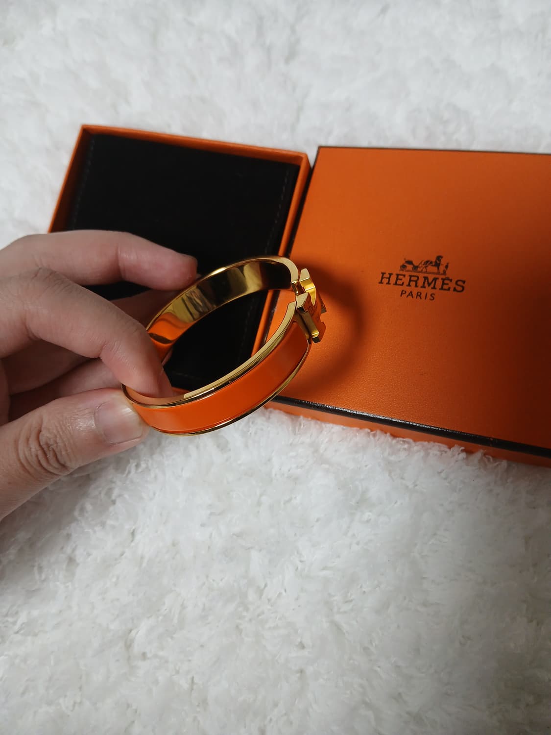 에르메스 클릭아슈 팔찌 PM 오렌지 금장 색상 상품이미지3