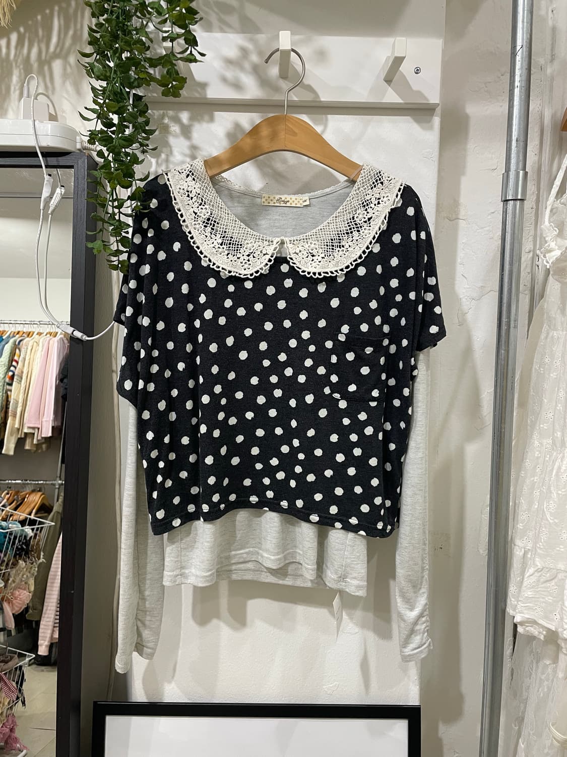 dot t-shirt + lace longsleeve SET 상품이미지9