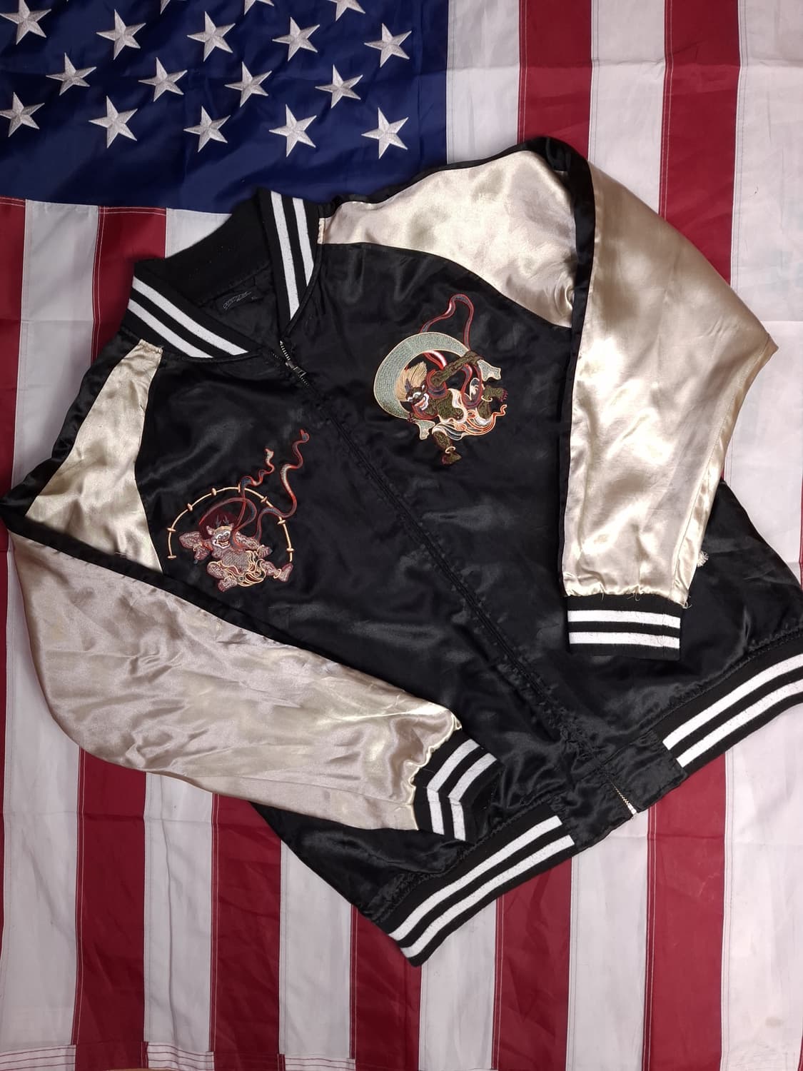 빈티지 일본판 오리엔탈 자수 사틴 스카잔 상품이미지8