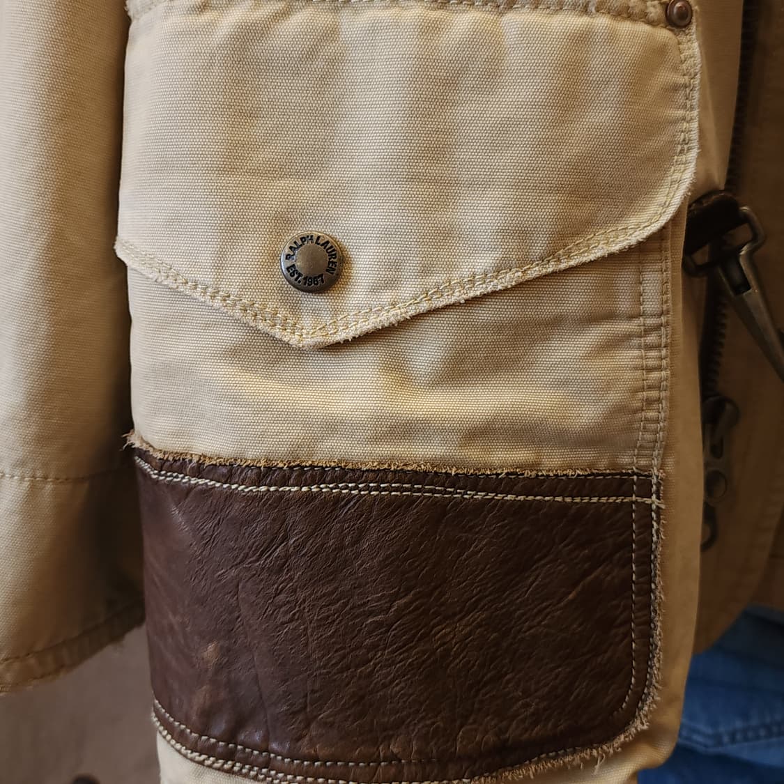 폴로 헌팅자켓 파이어맨 자켓 코듀로이 카라 캔버스 레더 XL 상품이미지7