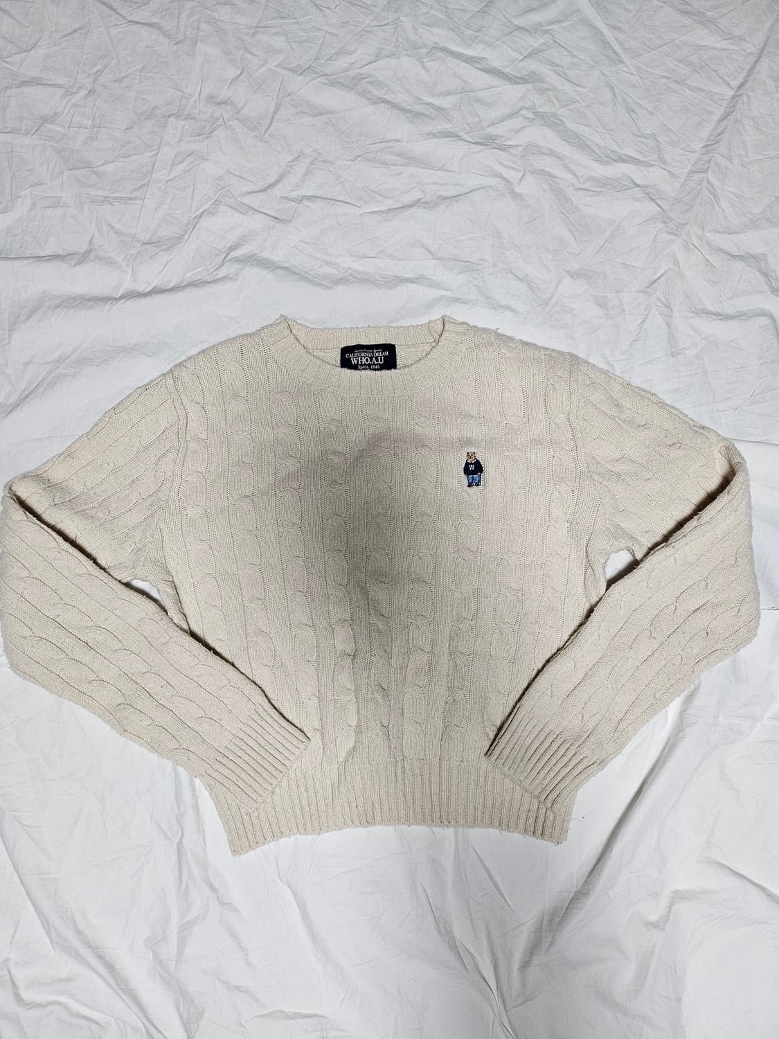 후아유 핀터깔 y2k 크롭 케이블 니트 꽈배기 니트 S 상품이미지1