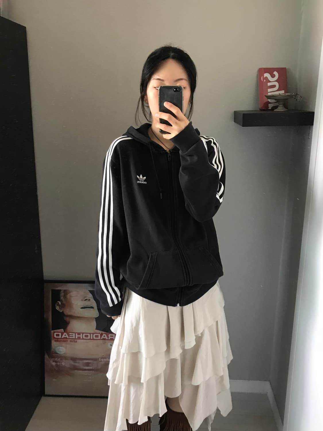 아디다스 트레포일 사이드라인 블랙 후드집업 상품이미지3