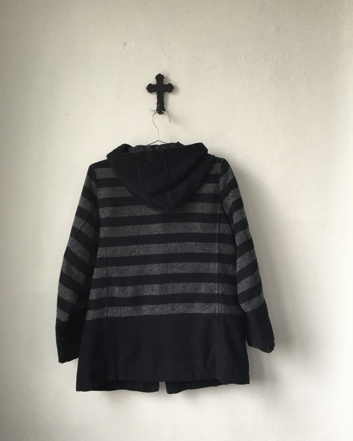 Stripe pattern duffle button hood coat 상품이미지2