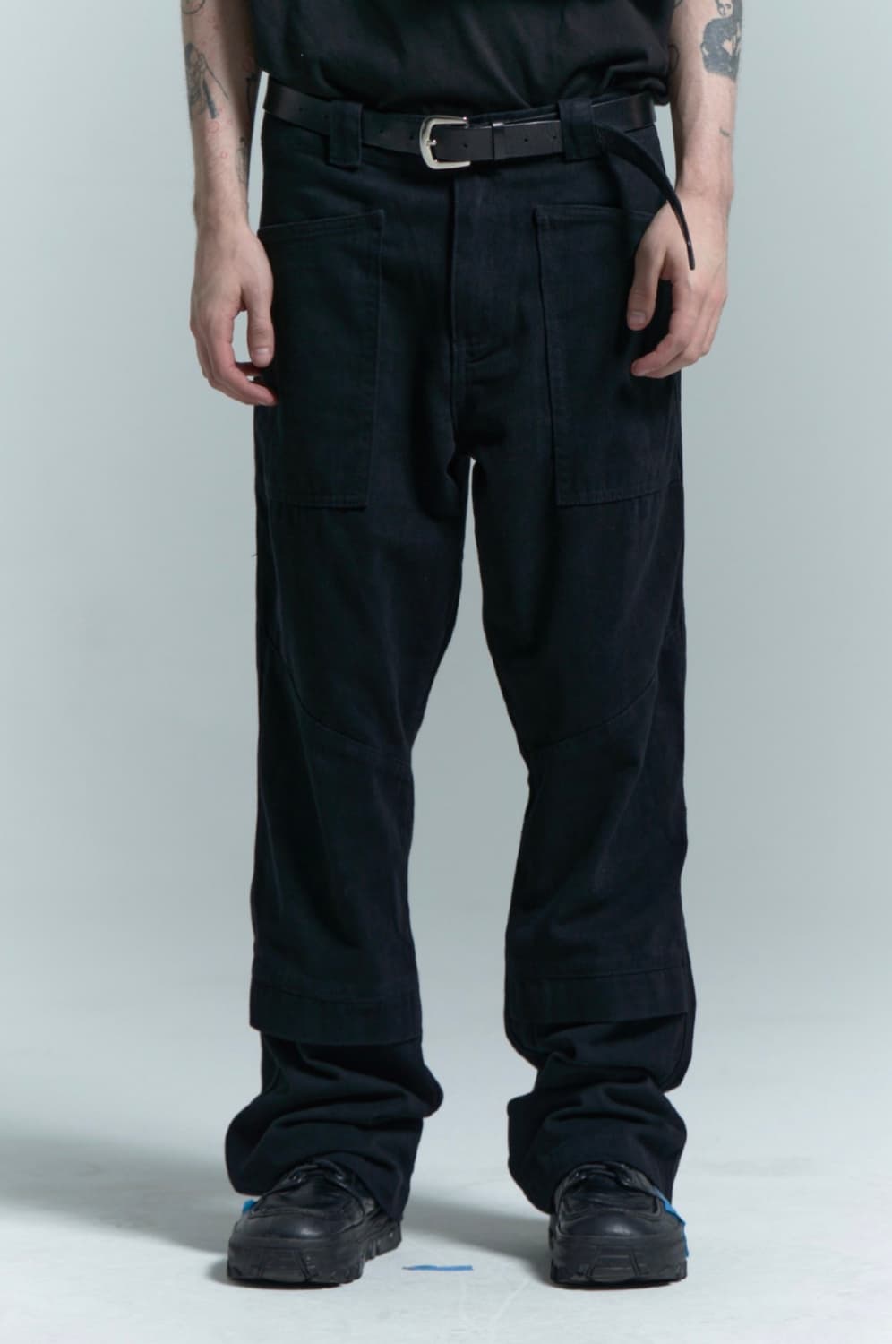 L[미착용보관오염있음)플라스틱프로덕트 MPa 웨이브 지퍼 팬츠 블랙 (보 상품이미지4