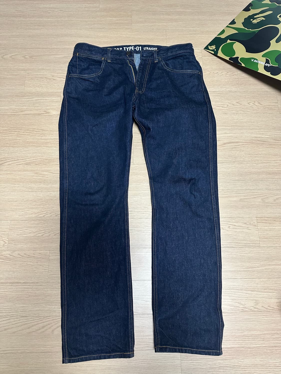 새상품) BAPE 베이프1997 Type-01 챔피온 데님 팬츠 인디고 상품이미지2