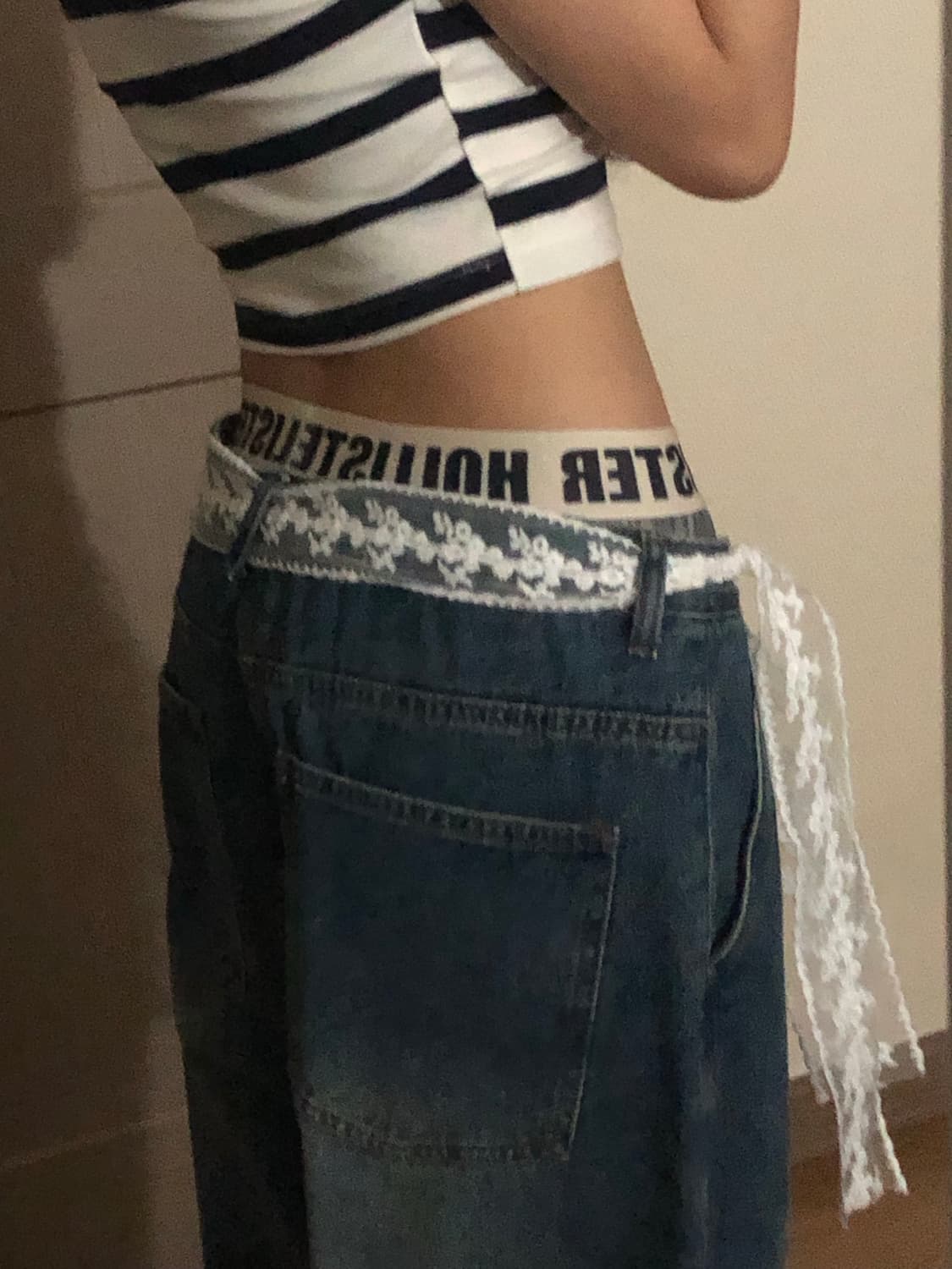 레이스 스카프 화이트/블랙 상품이미지4