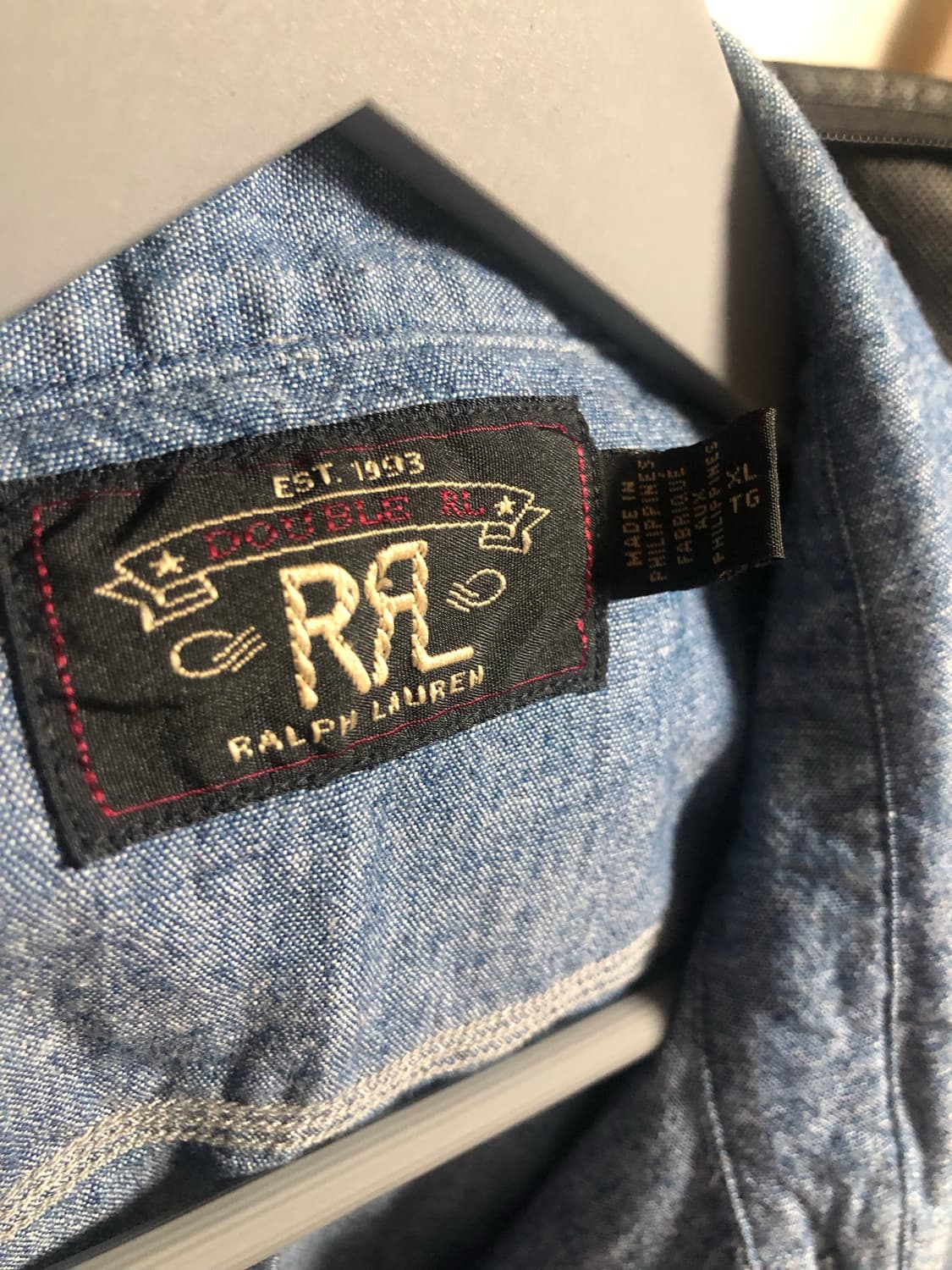 RRL 인디고 샴브레이 워크셔츠 XL 상품이미지3