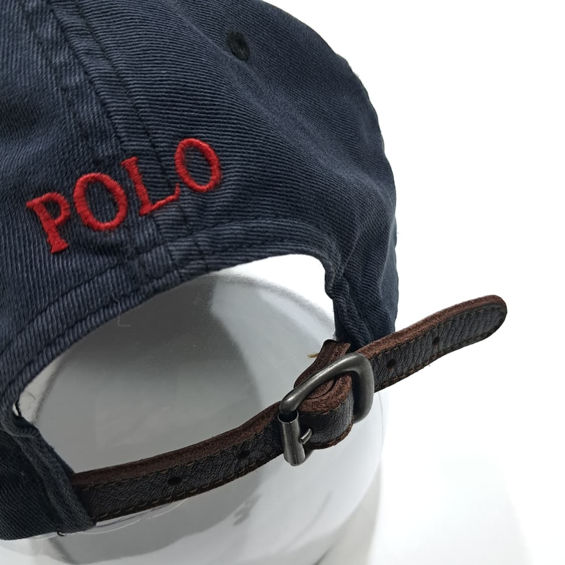 CL552 폴로 90s 가죽스트랩 다크네이비 자수 레드 볼캡 모자 상품이미지6