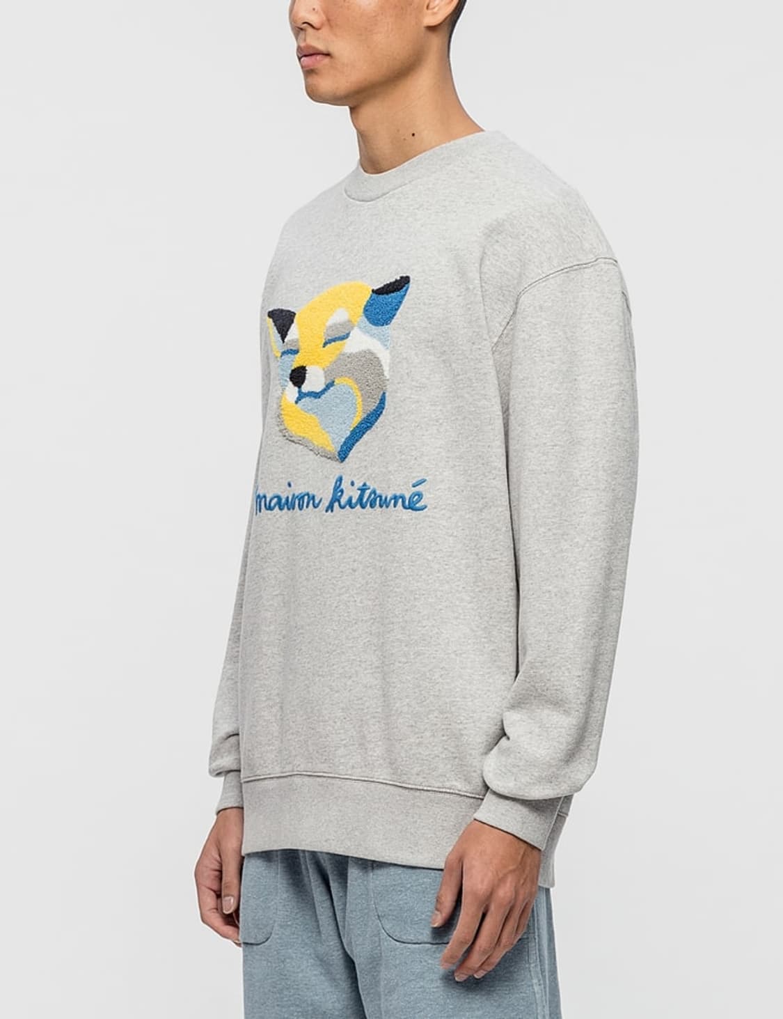 [L] 메종키츠네 폭스 헤드 자수 맨투맨 그레이 상품이미지4