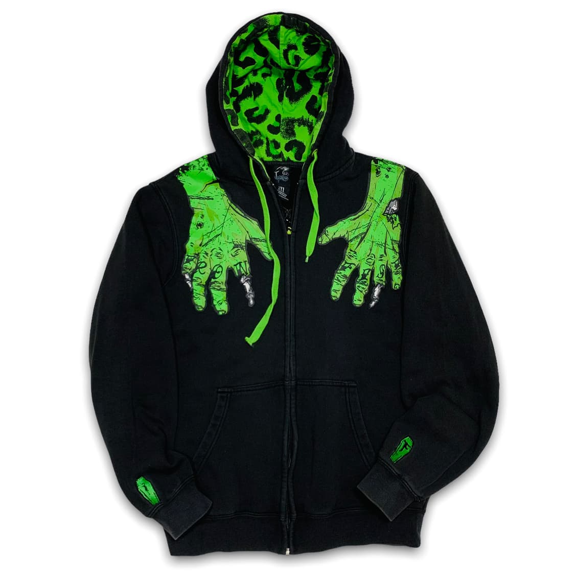 펑크 좀비 아트 호피 패턴 후디집업 상품이미지1