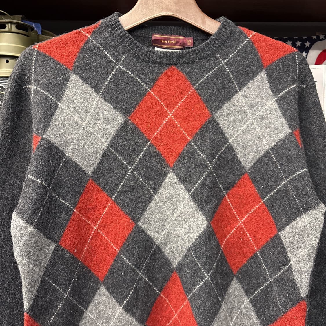 90s 피터핏치 클래식 아가일 패턴 램스울 스웨터 N160 상품이미지3