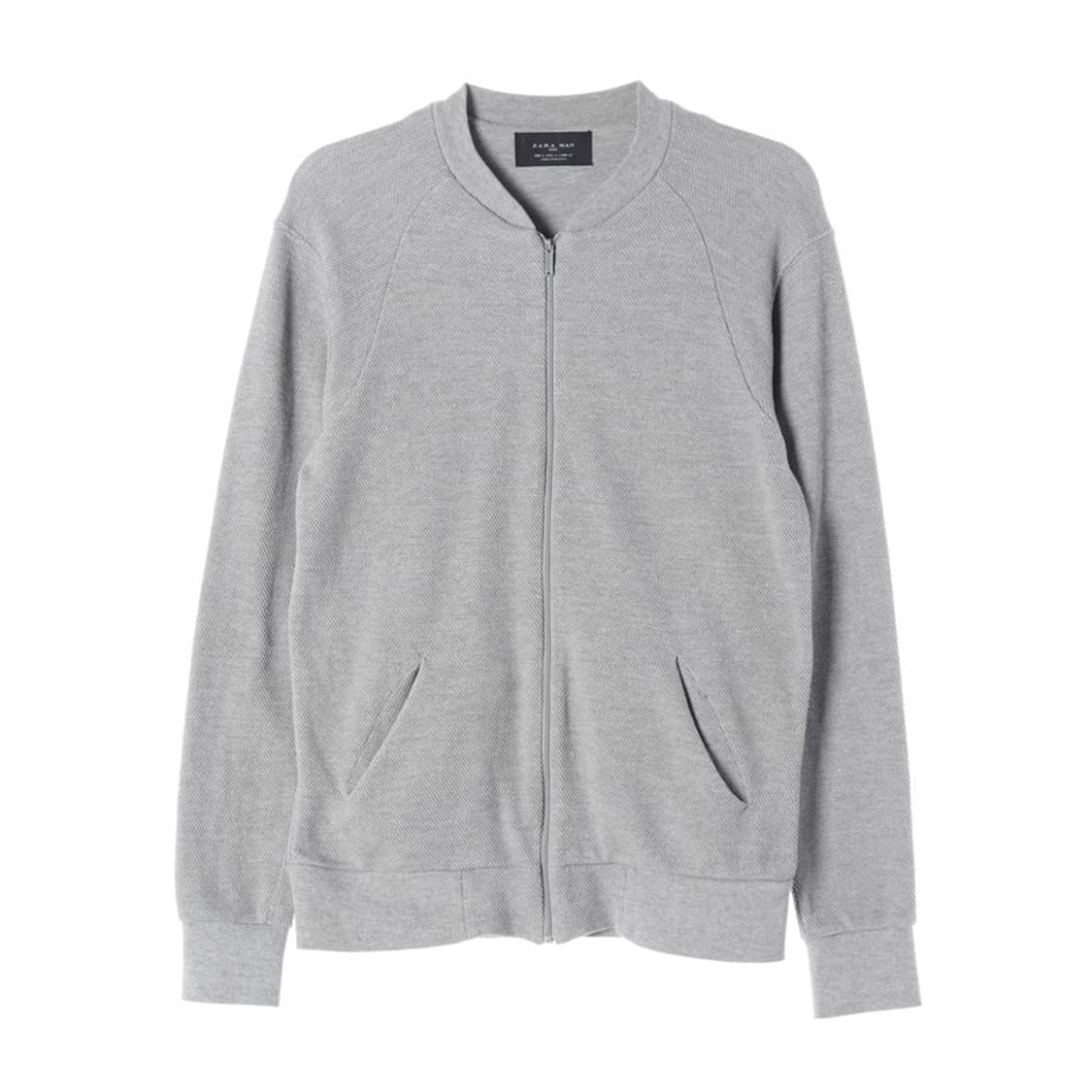 자라 맨 텍스처드 보머 자켓 그레이 L 상품이미지1