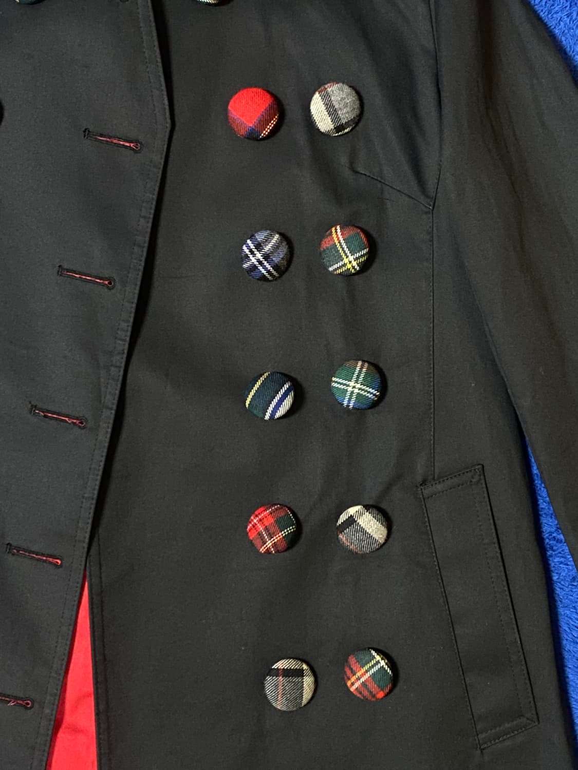 Hazzys 헤지스 람단 투하미 콜라보 체크 버튼 블랙 트렌치 코트 상품이미지2