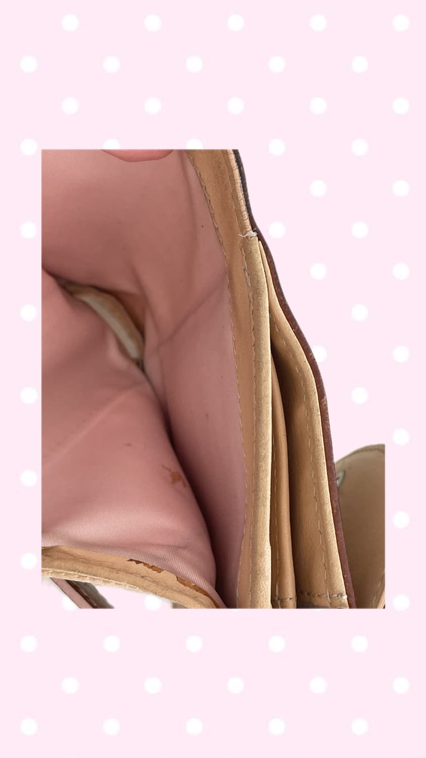 크리스찬디올 로맨틱라인 오블리크 핑크 베이지 하트 반지갑 빈티지 상품이미지4