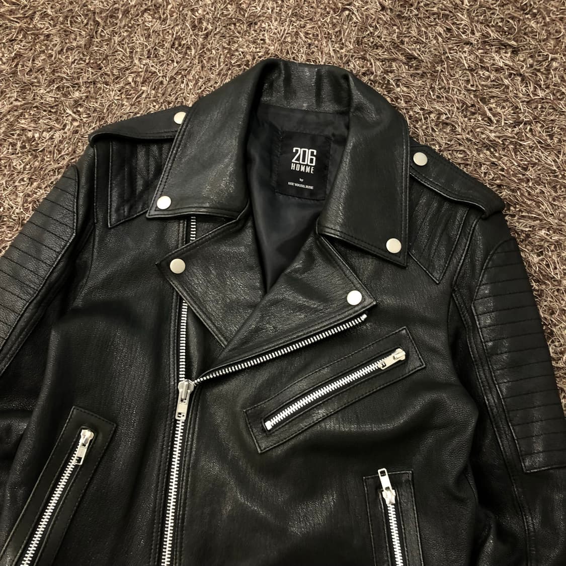 206옴므 양가죽 레더 라이더 자켓 상품이미지2