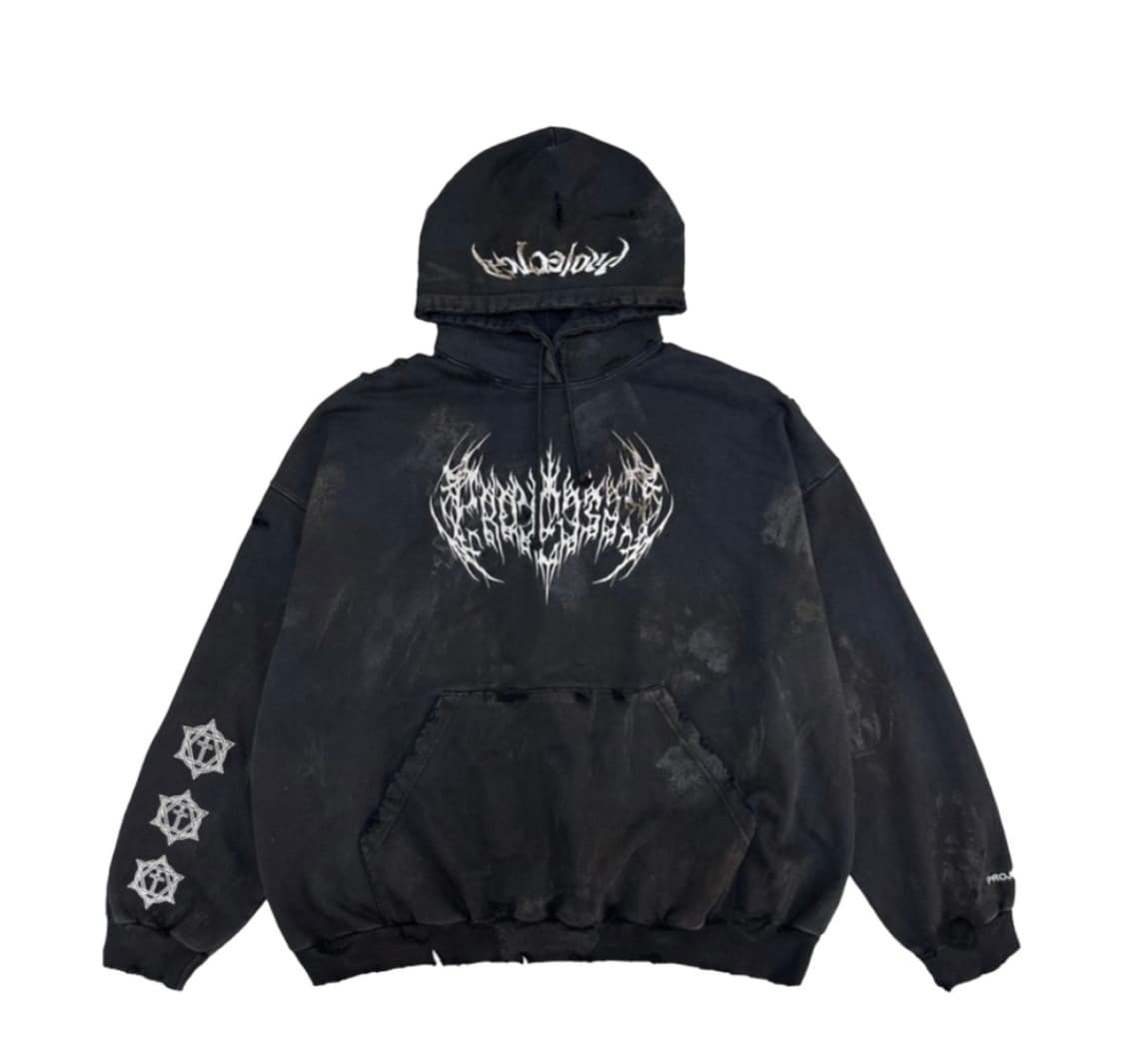 2) 프로젝트GR 메탈릭 로고후드 블랙 상품이미지1