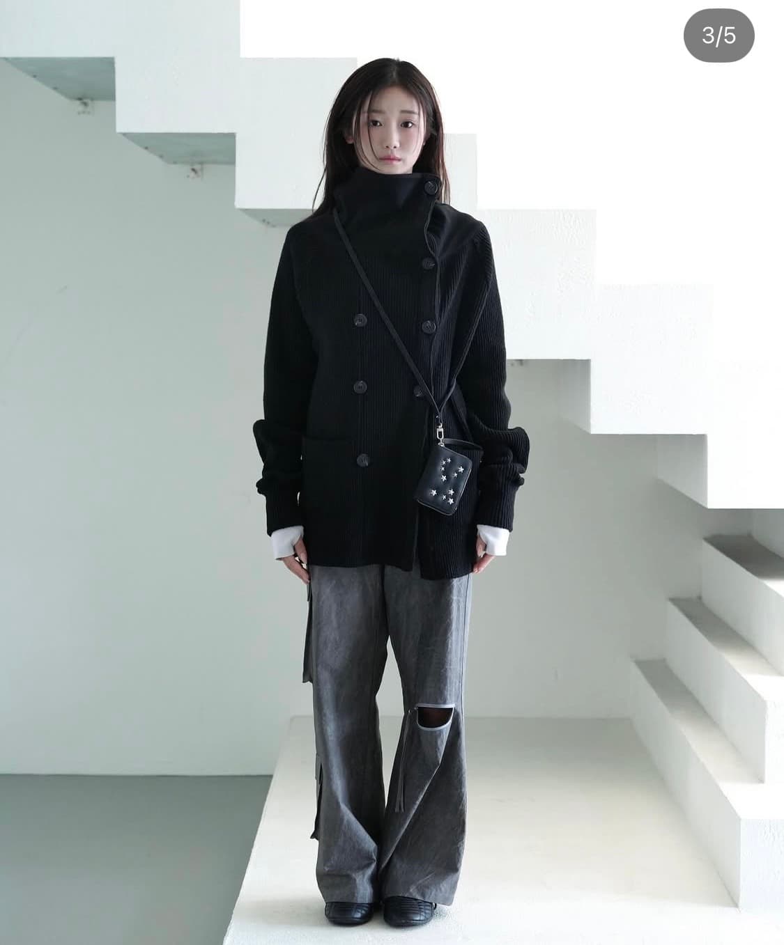 인앤양인하모니 Double buton Cardigan, 블랙 상품이미지3