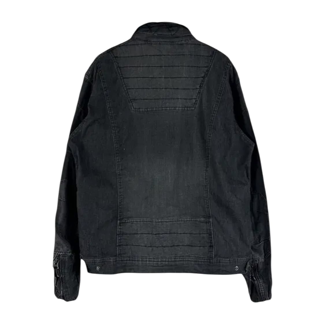 Black Biker Zipped Denim Jacket 상품이미지4