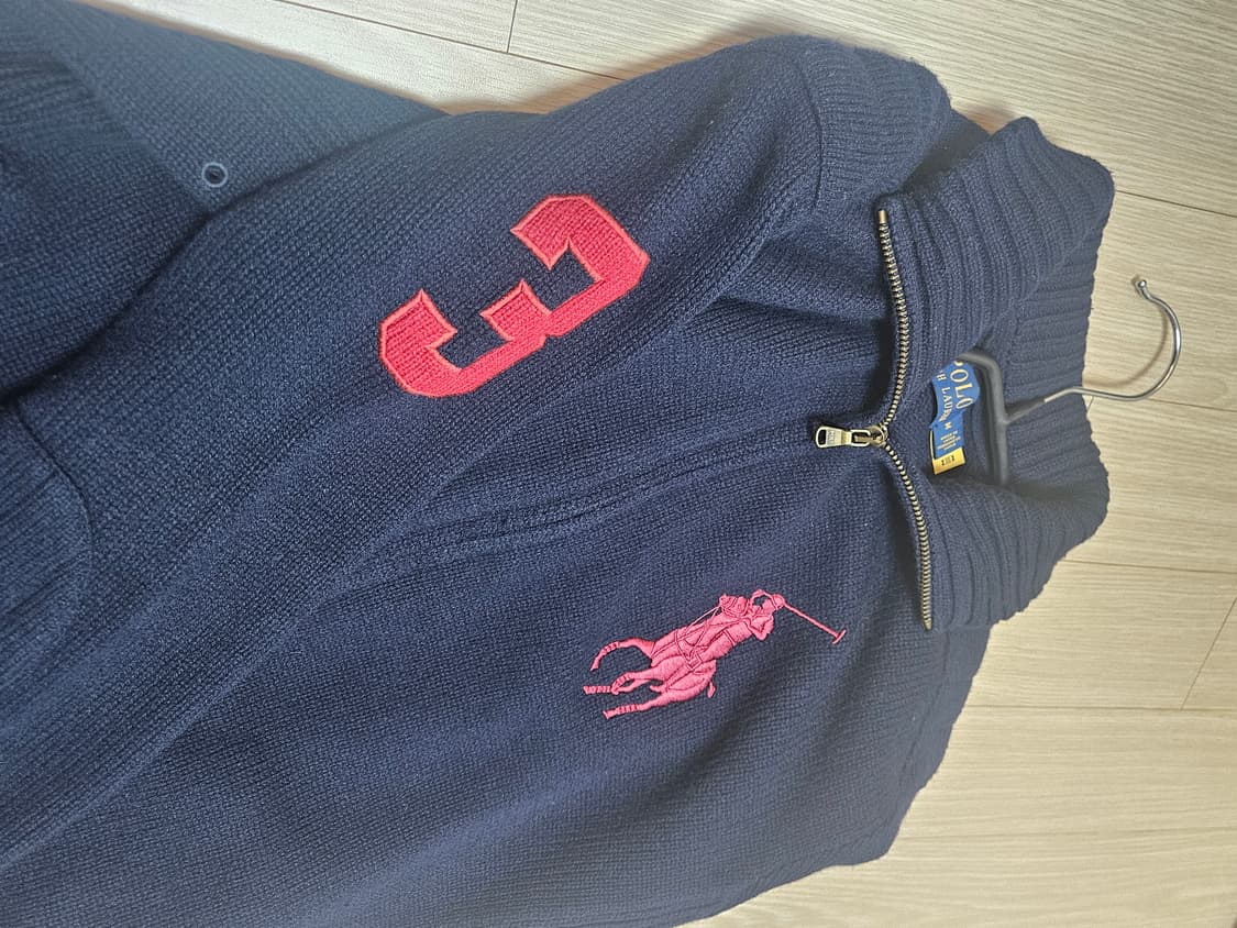 빅포니 폴로 니트집업 남색 상품이미지2