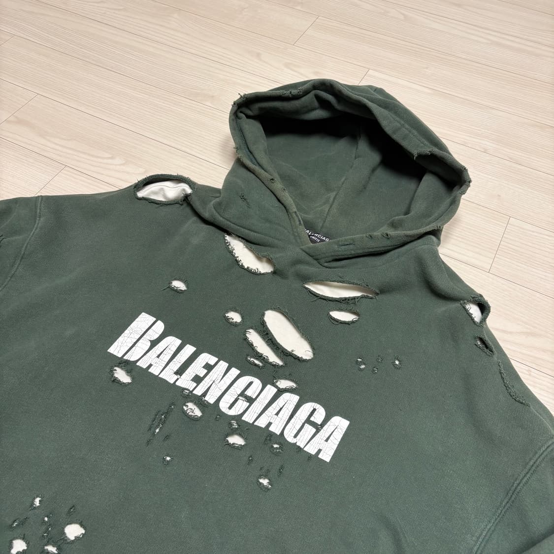 발렌시아가 디스트로이드 후드티 그린 M 상품이미지2