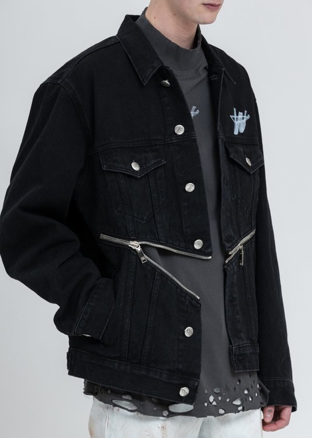 We11done 웰던 지퍼 디테일 데님자켓 상품이미지1
