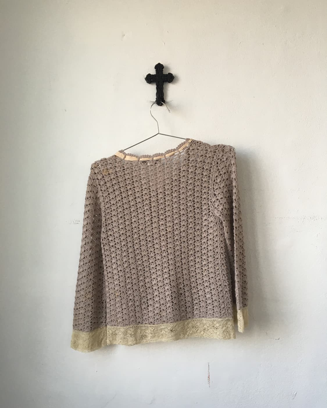 Lace ribbon trimming crochet cardigan 상품이미지3