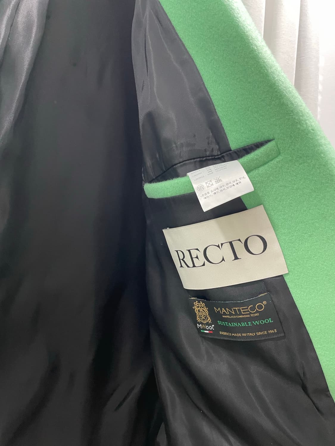 렉토/ 울 오버사이즈 코트 민트/ L 상품이미지10