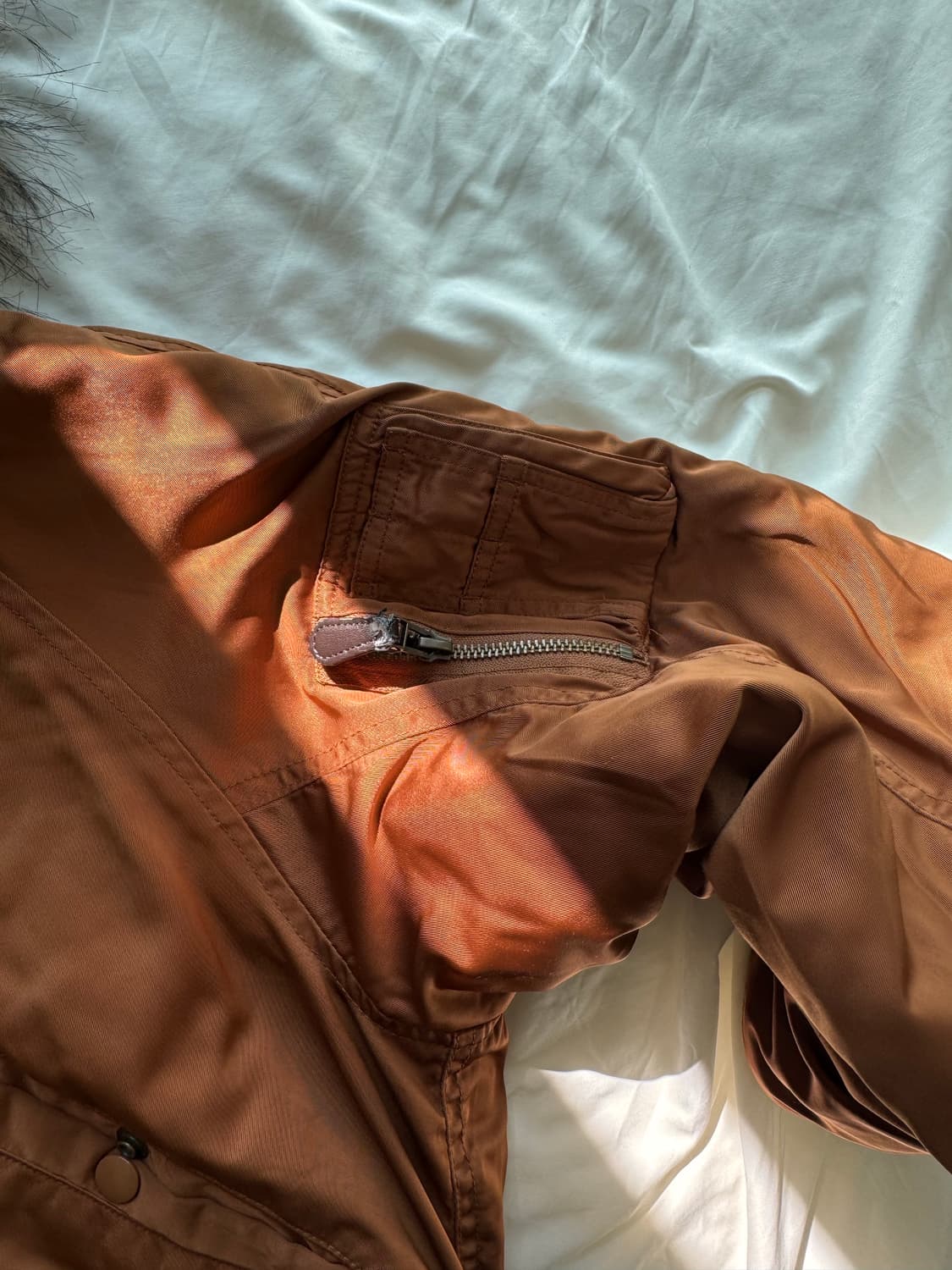 큐빈티지 샵502 히코빈티지 y2K 카멜 셔링 숏패딩 상품이미지5