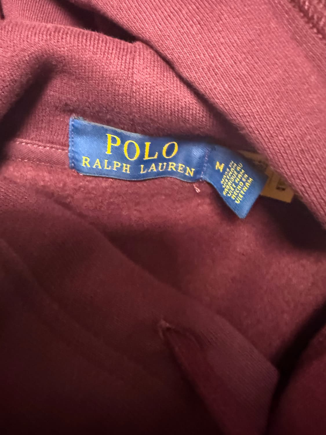 ( 1회 착용 M ) 폴로 랄프로렌 로고 플리스 후드티 버건디 상품이미지3