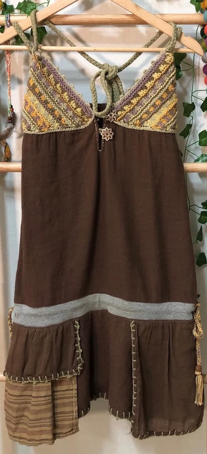 빈티지 히피 모리 크로쉐 패치 포인트 원피스 상품이미지2