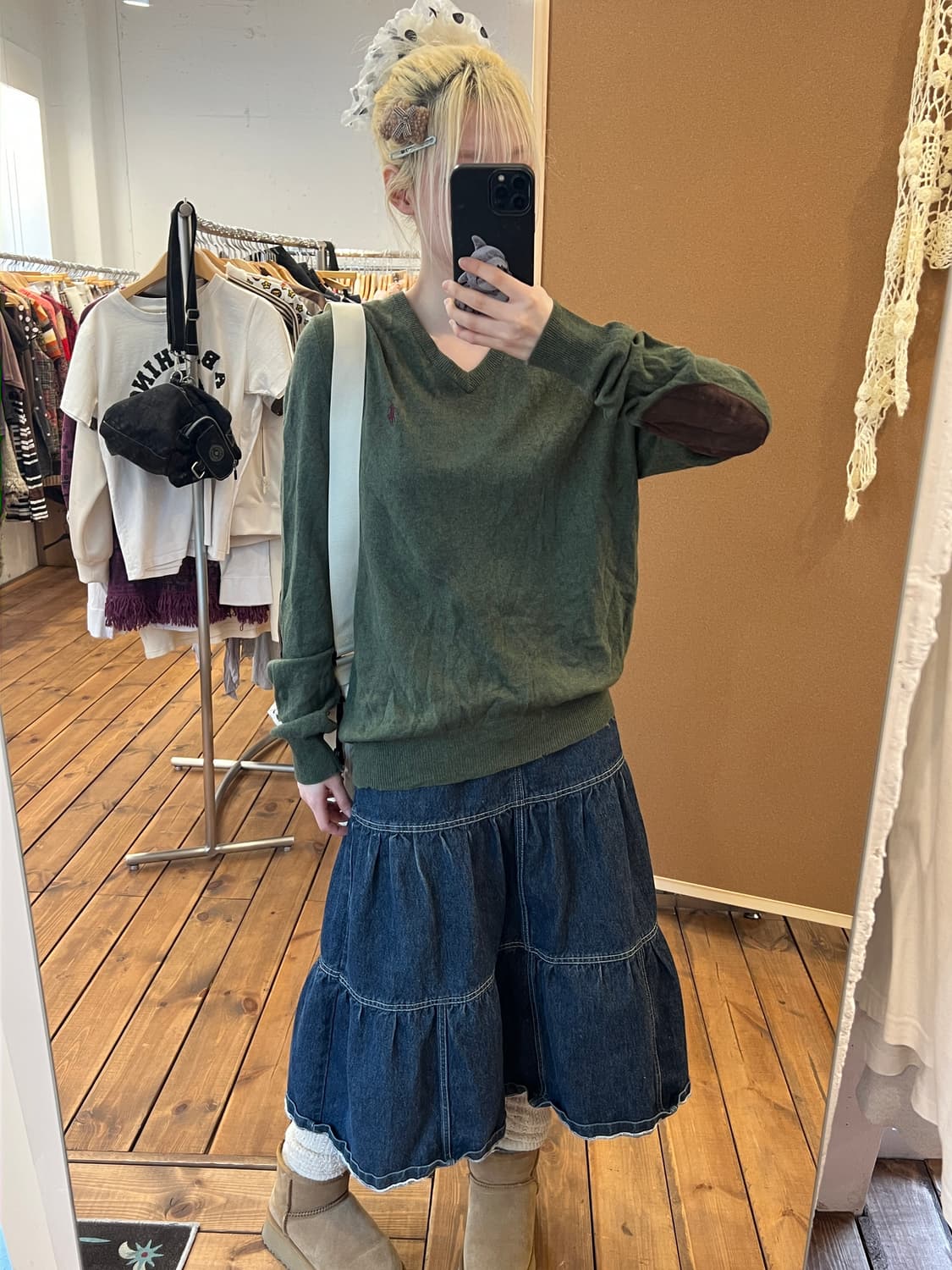 폴로 카키 브이넥 니트  상품이미지3