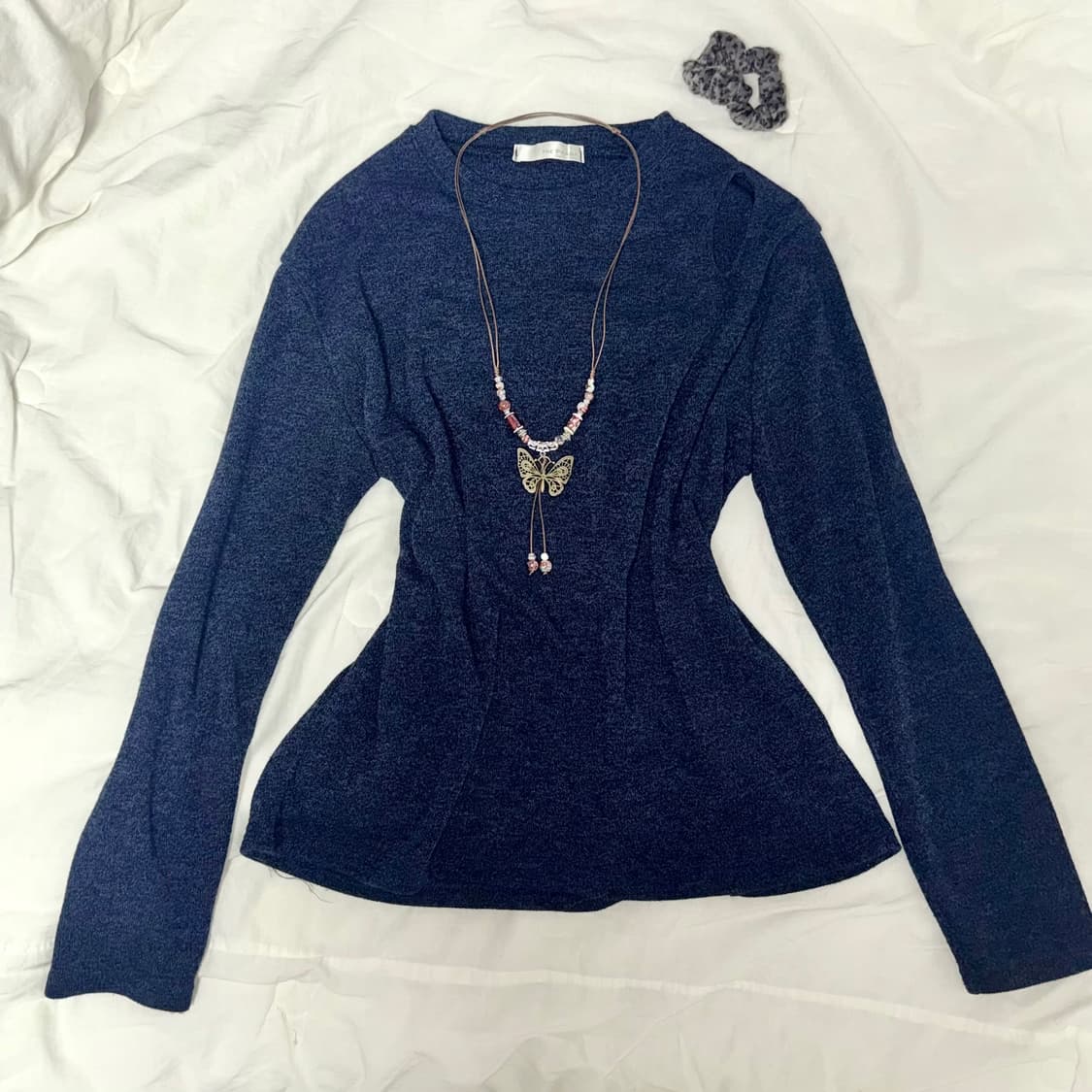 트임 오프숄더 니트 빈티지 y2k 갸루 고스펑크 그런지 히메카지 섹시 상품이미지1