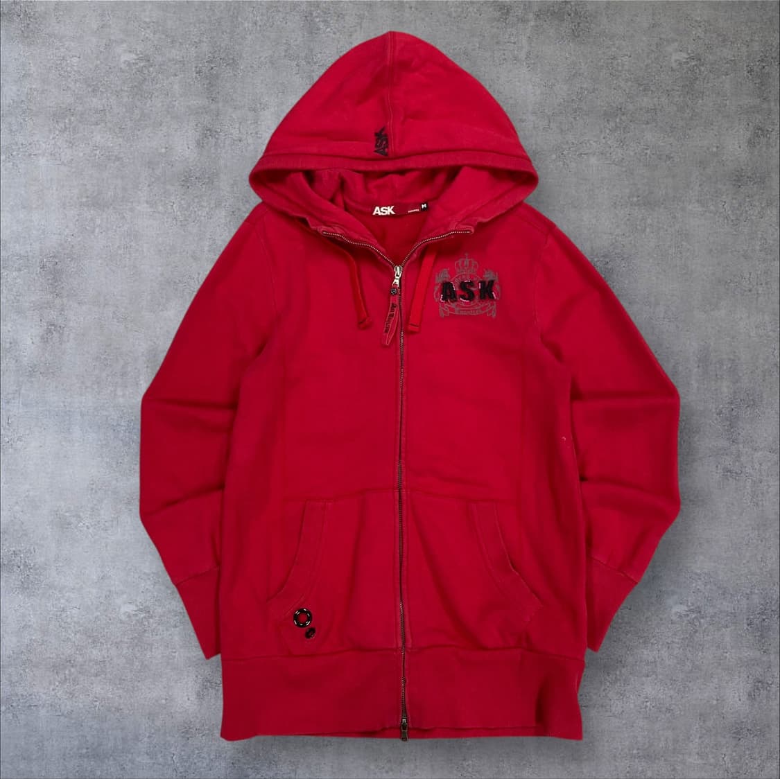 ASK y2k 레드 컬러 빅로고 후드 집업 상품이미지2