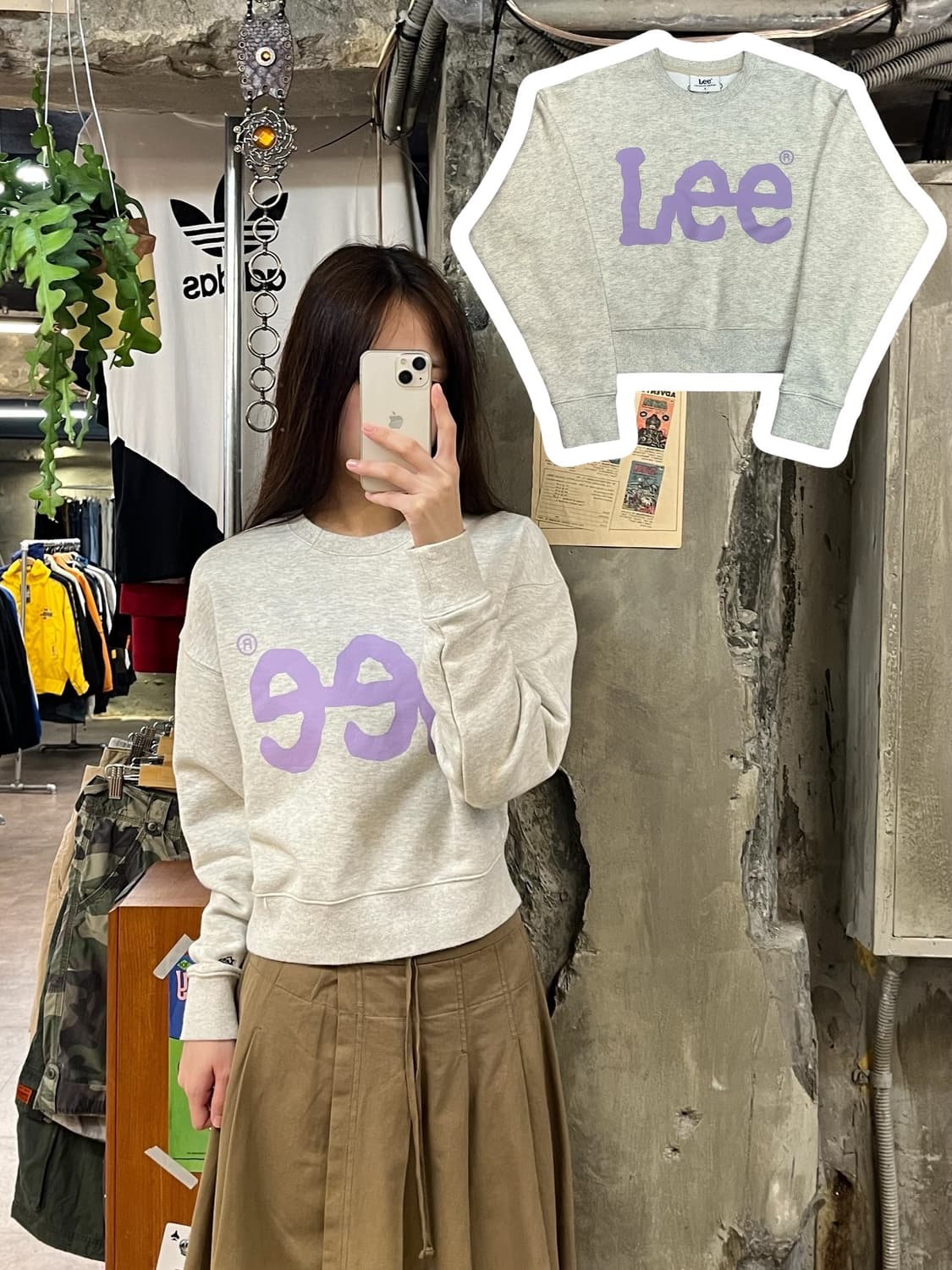 리 크롭 맨투맨 그레이 S #csz646 상품이미지1