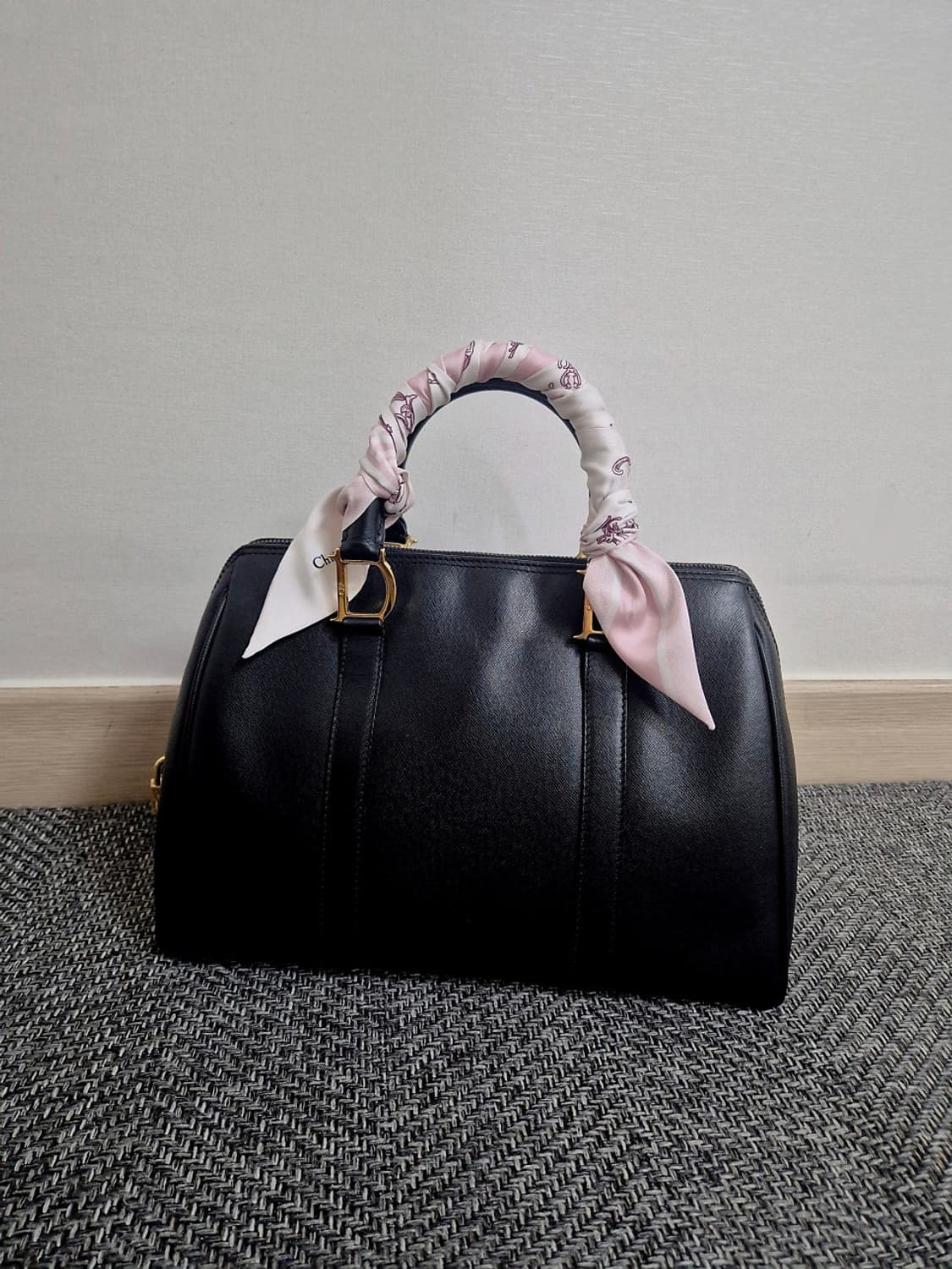 디올(DIOR) D링 레더 블랙 보스턴백 토트백 빈티지가방 상품이미지5