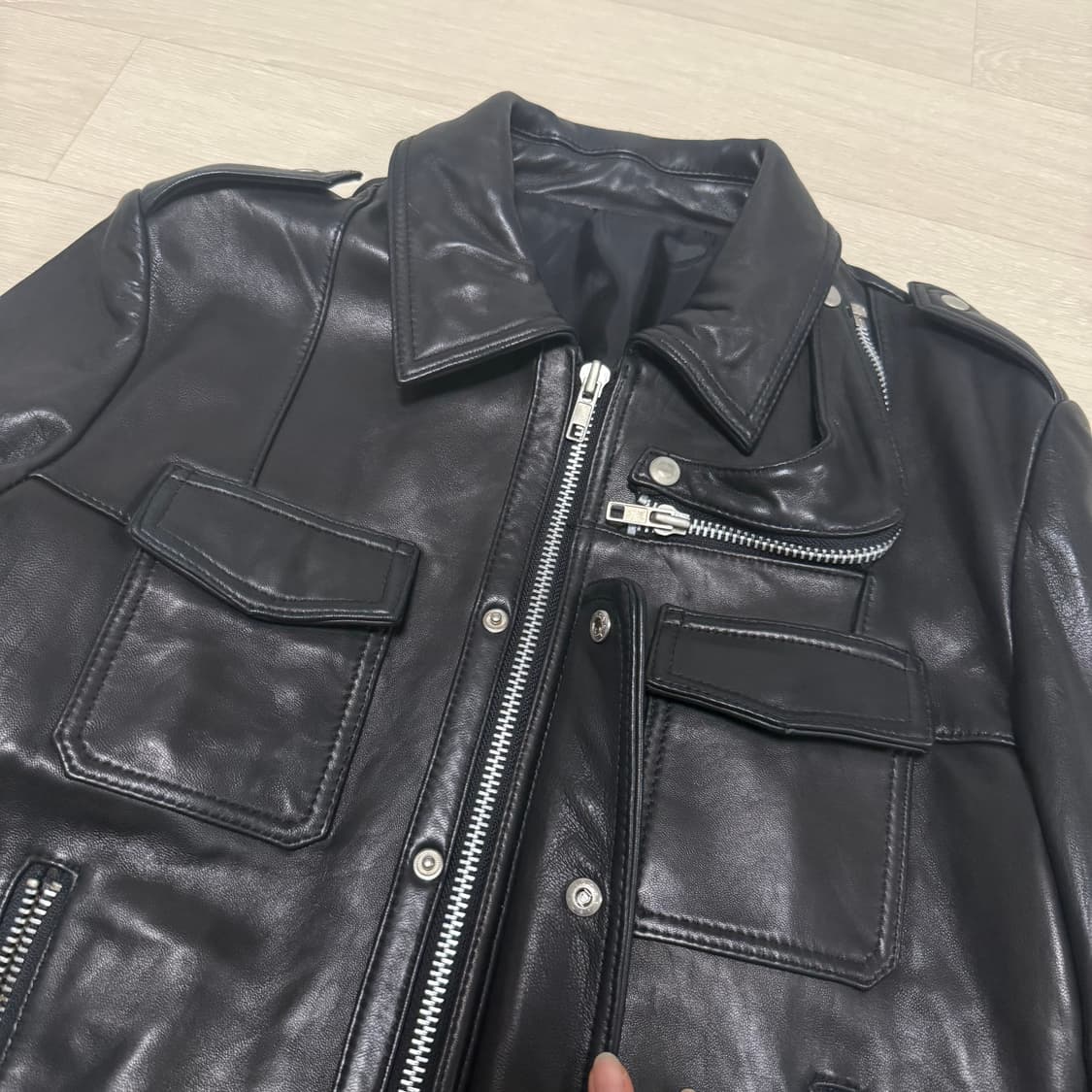 [vtg] black lambskin leather jacket 상품이미지2