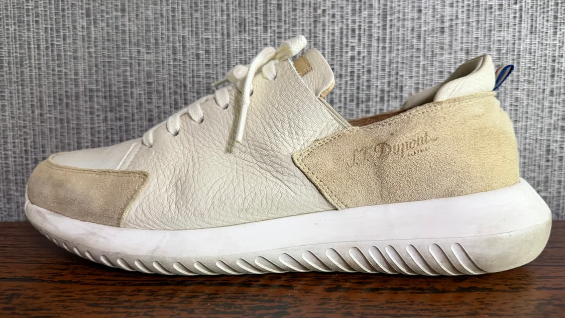 듀퐁 슈즈 제트 남성 캐주얼 애슬래틱 경량 스니커즈 아이보리 가죽 운동화 상품이미지4