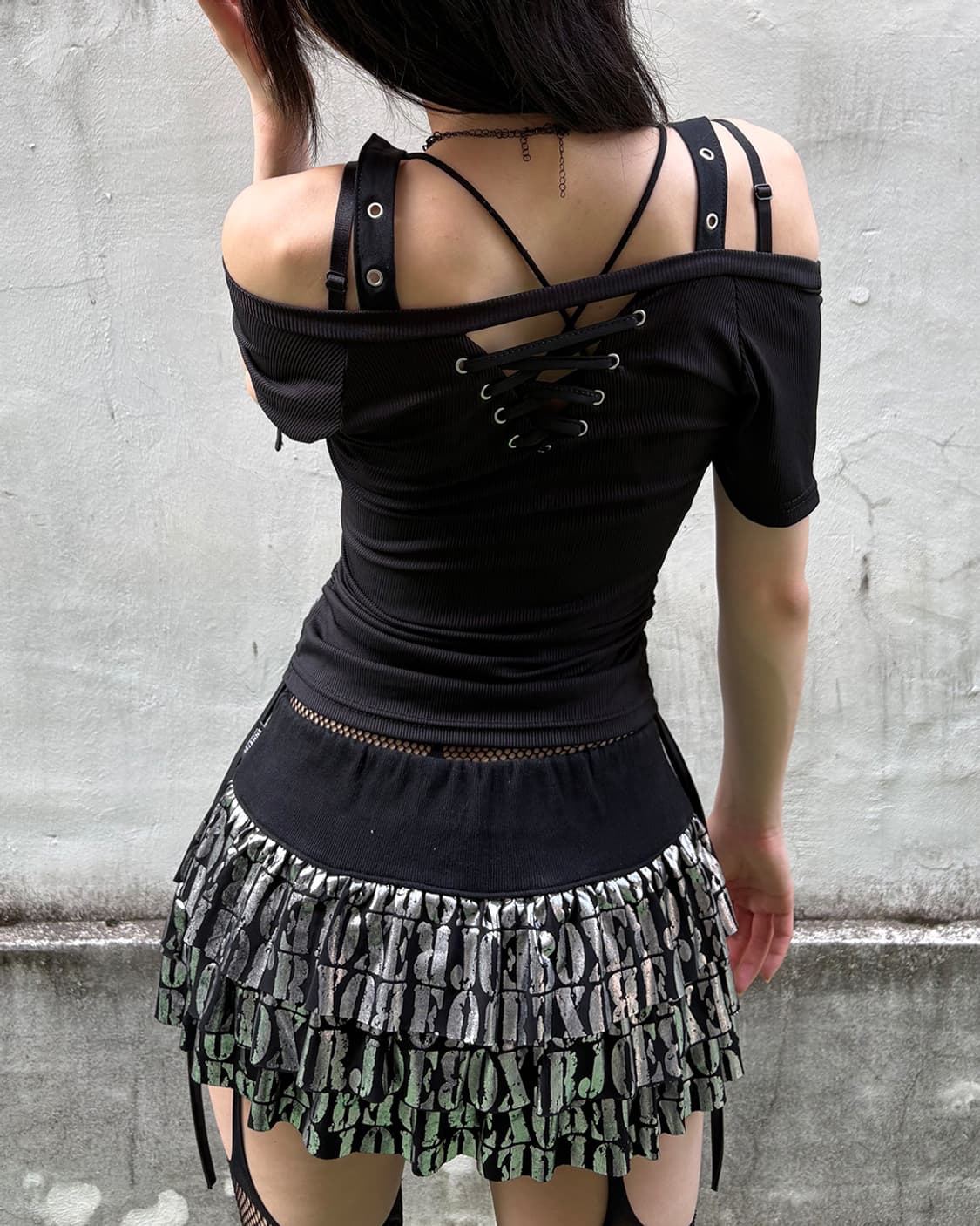 00‘s Punk Off-shoulder lettering top 상품이미지4