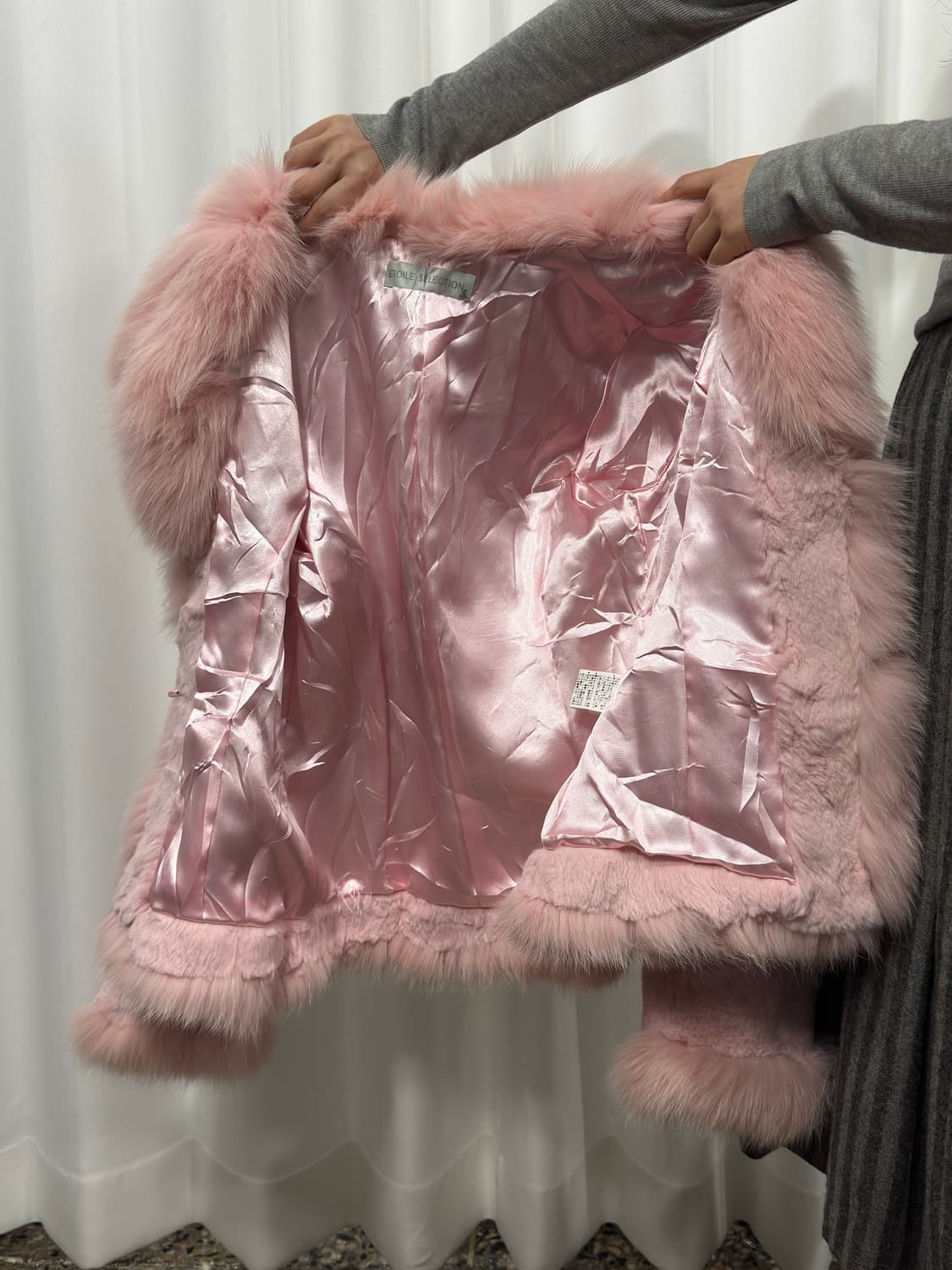etoile selection pink rabbit fur jacket 상품이미지7