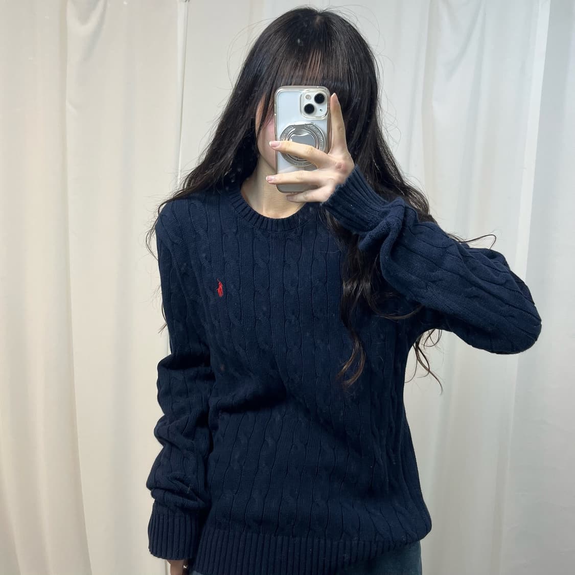 Polo Navy Cable Knit Sweater 상품이미지1