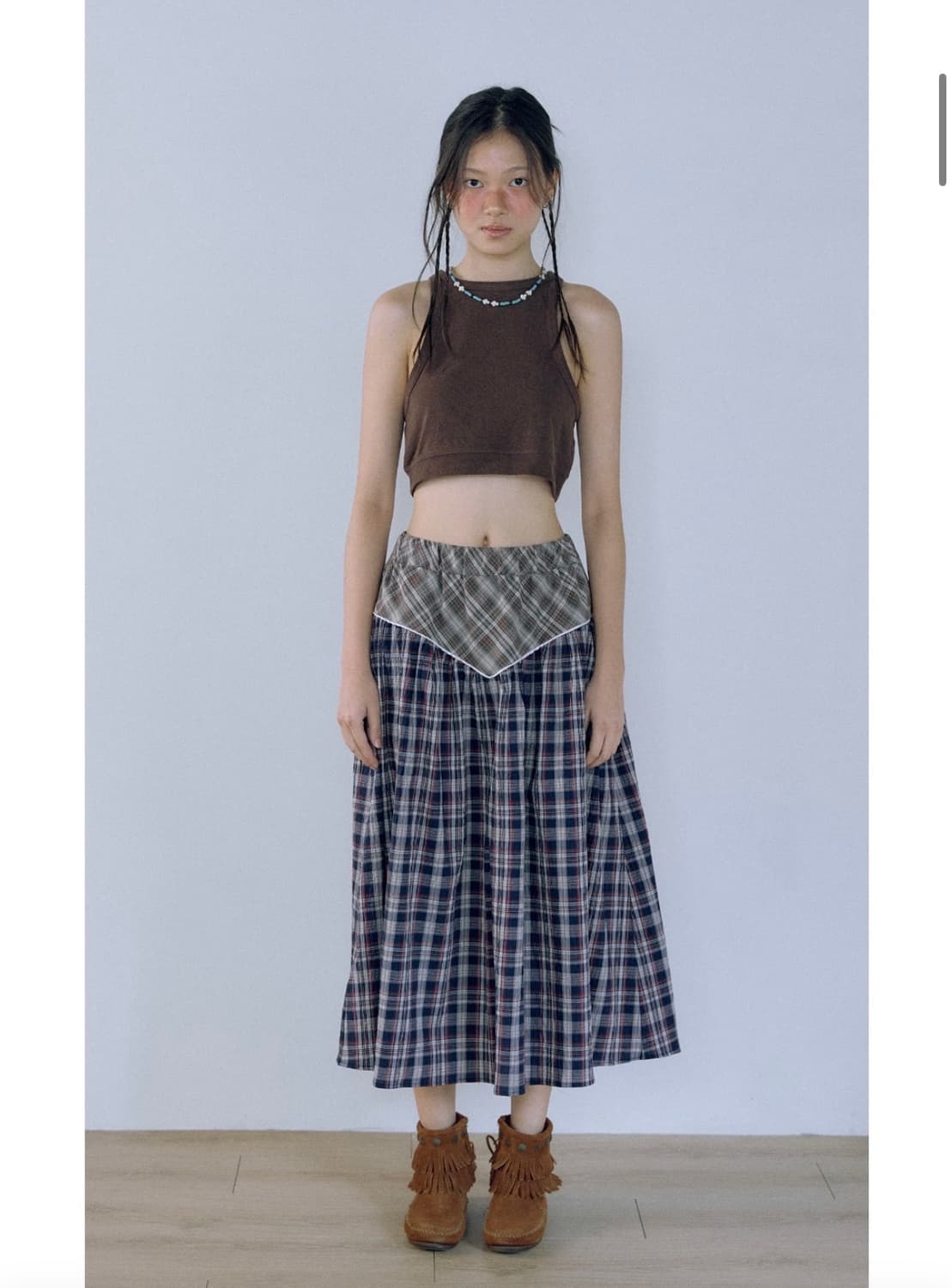 호쿠스포쿠스) Patch-Work Picnic Skirt NAVY F 상품이미지2