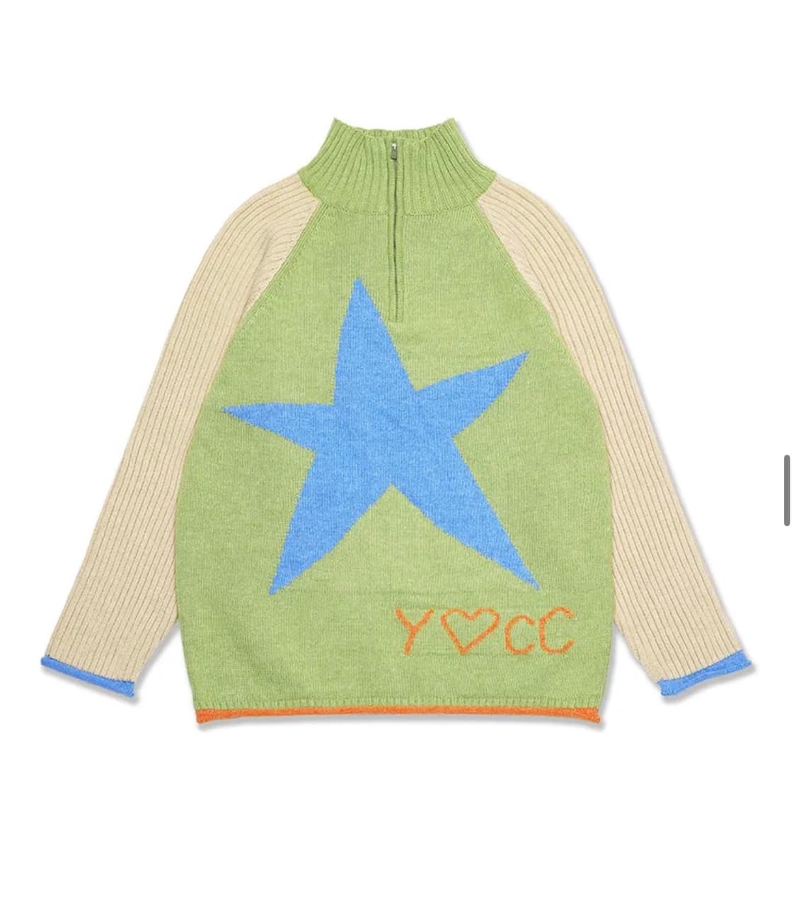 유쓰배쓰 STAR ZIP UP ANORAK KNIT_LIGHT GREEN 상품이미지1